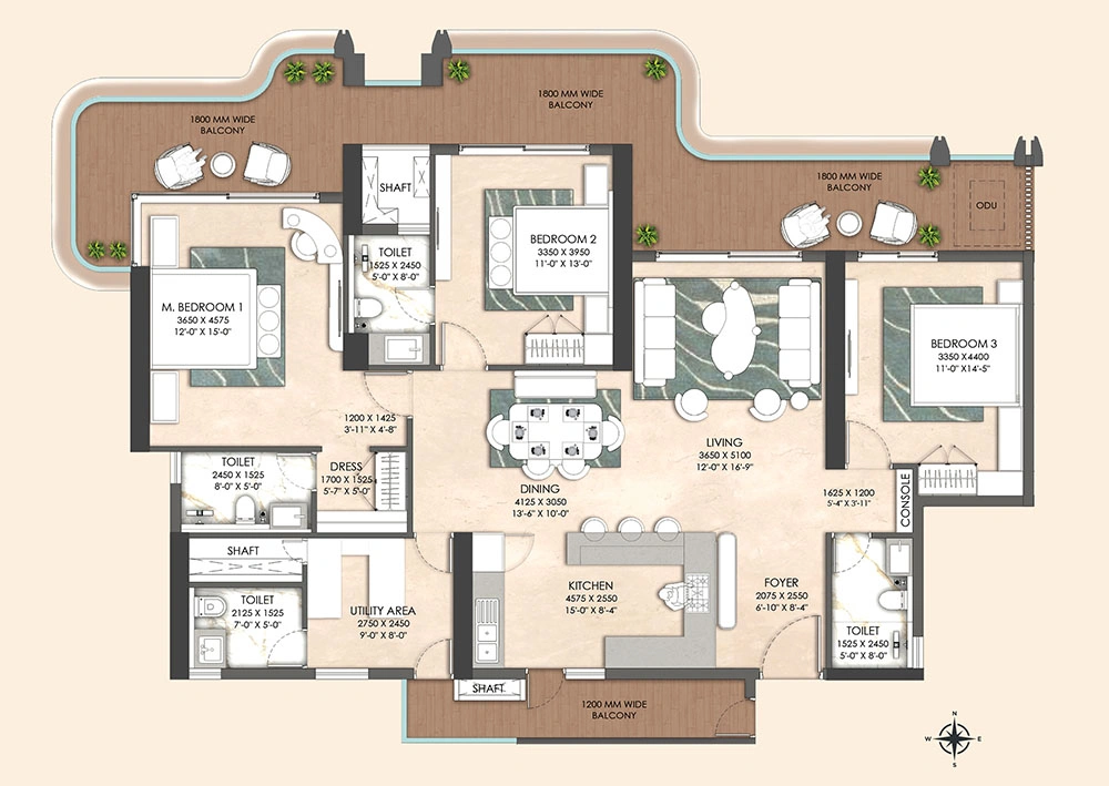 3 BHK + SERVANT