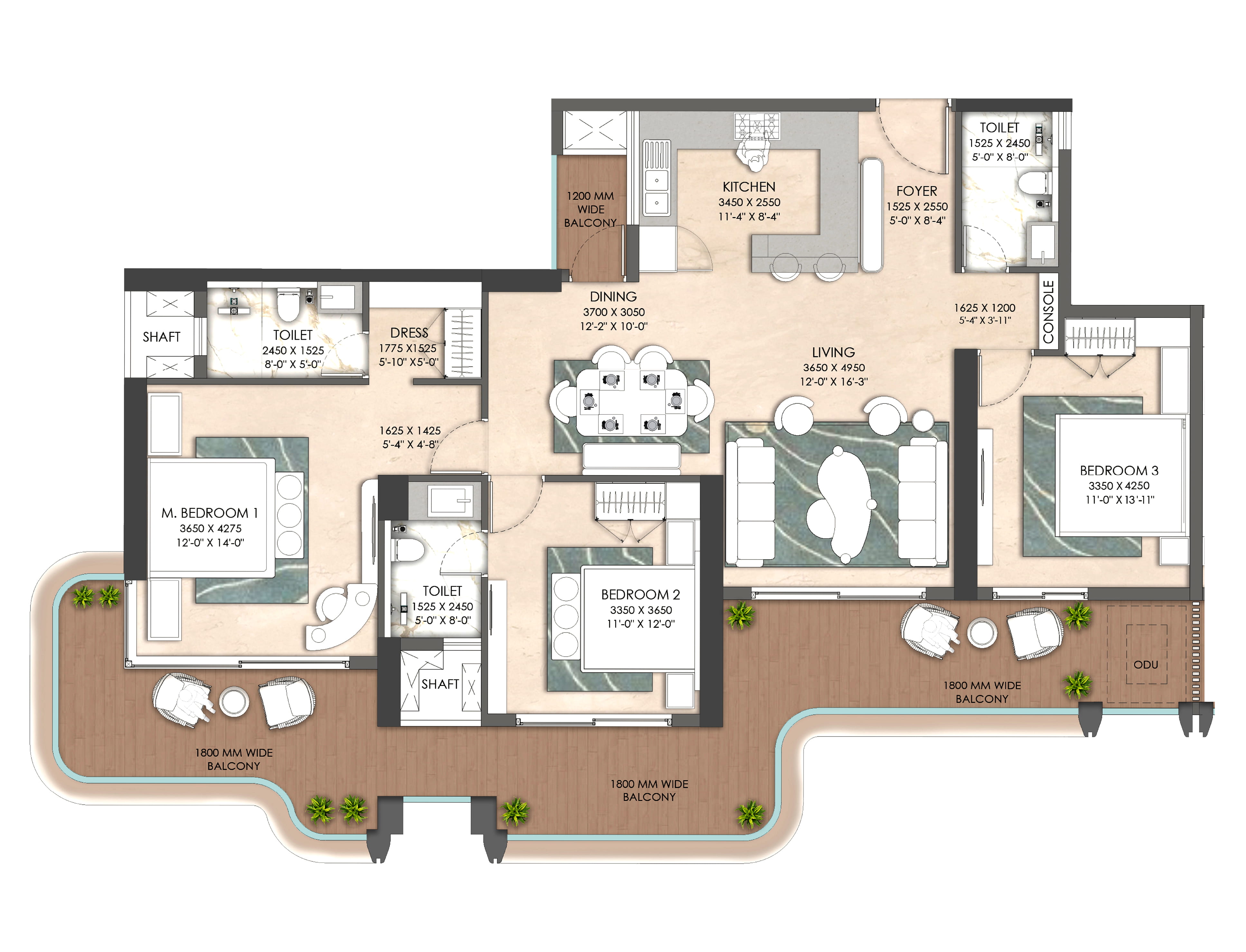 3 BHK + SERVANT